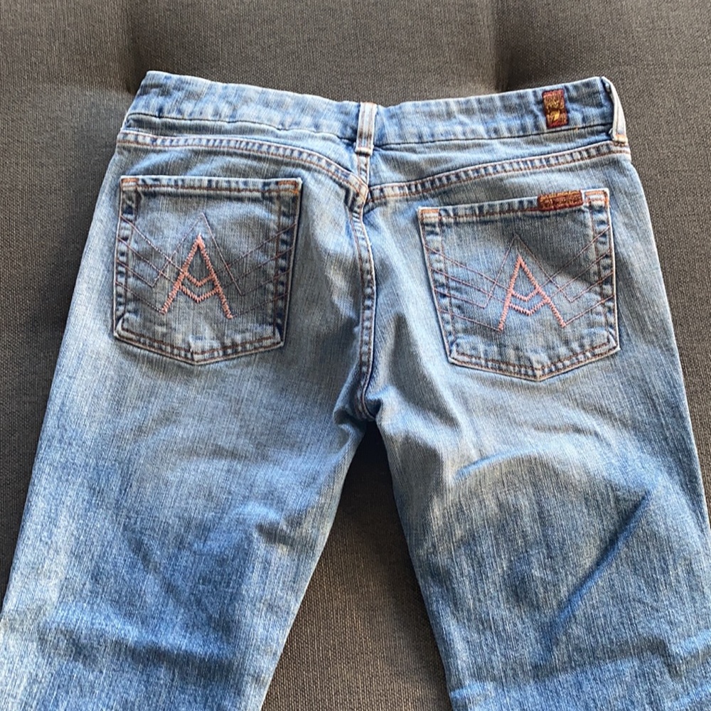 Seven Cropped Straight Legged Jeans Pink Stitch 29